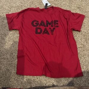 Gildan Red Short Sleeve Tee with Game Day Print